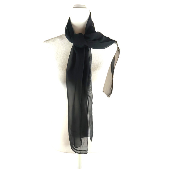 Cejon Black Sheer Scarf Rectangle 60" X 13 Funeral Church Business - Picture 3 of 8